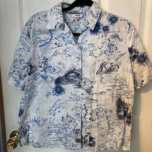 Alia 100% Cotton Button Down Shirt Women Size 12P